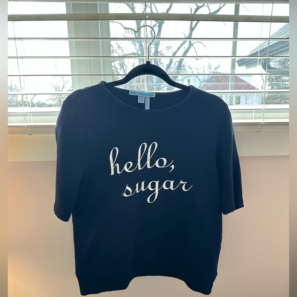 Draper James Blouse Hello Sugar Short Sleeve Sweater Large Reese Witherspoon